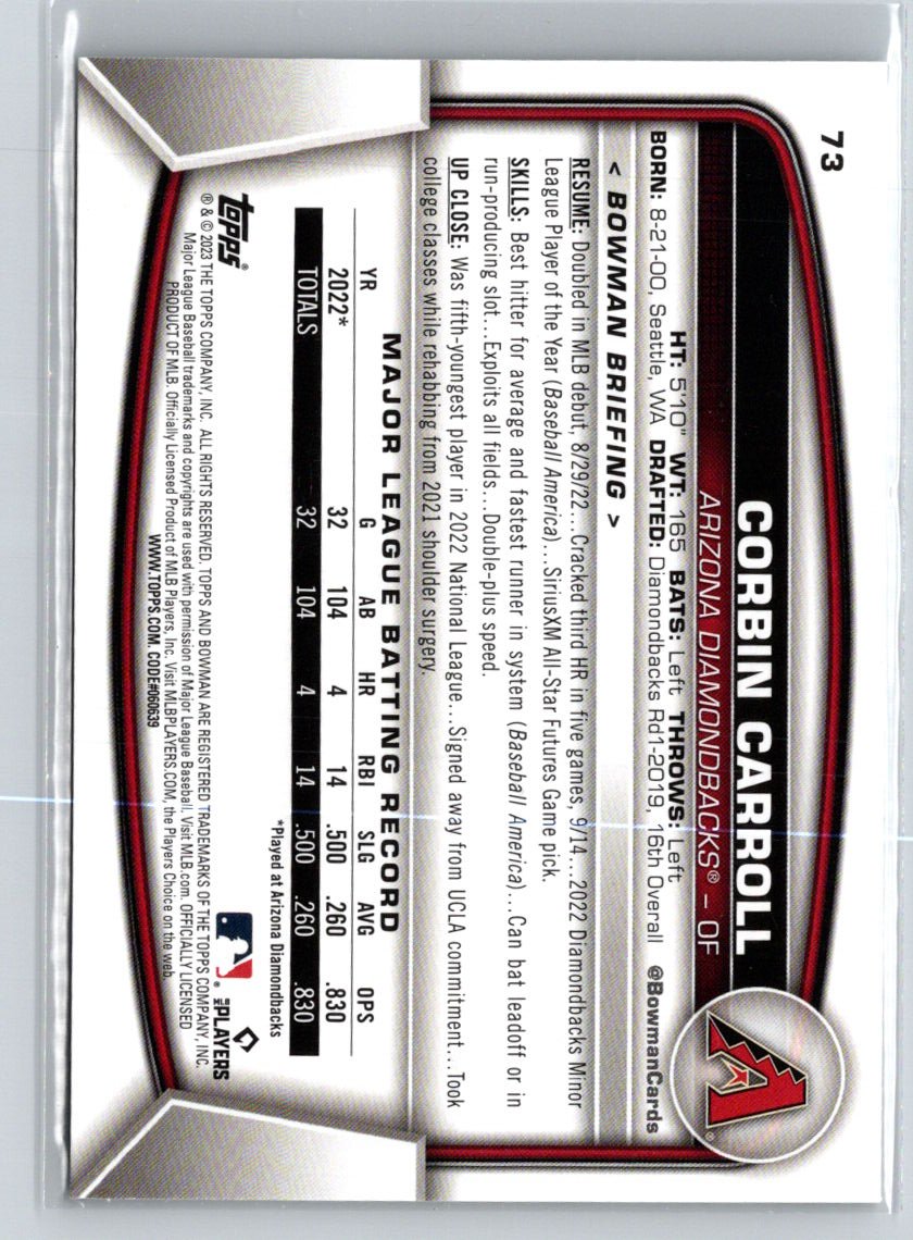 2023 Bowman #73 Corbin Carroll N23