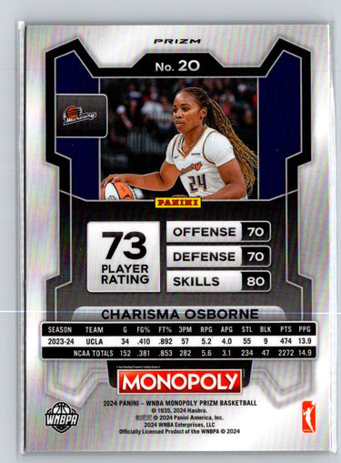2024 Panini Prizm Monopoly WNBA #20 Charisma Osborne Classic Icons Red Prizm N23