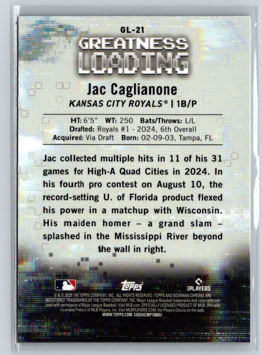 2025 Bowman #GL-21 Jac Caglianone Greatness Loading N24