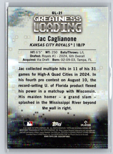 2025 Bowman #GL-21 Jac Caglianone Greatness Loading N24