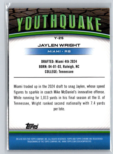 2024 Topps Chrome #Y-25 Jaylen Wright Youthquake N24