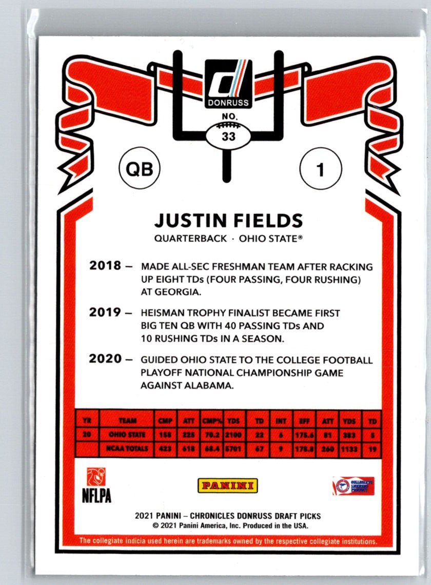 2021 Panini Chronicles Draft Picks #33 Justin Fields N25
