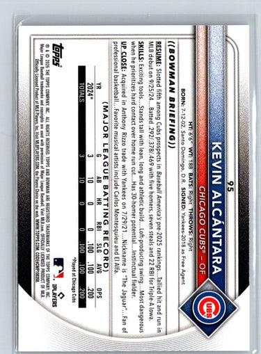 2025 Bowman #95 Kevin Alcántara N26