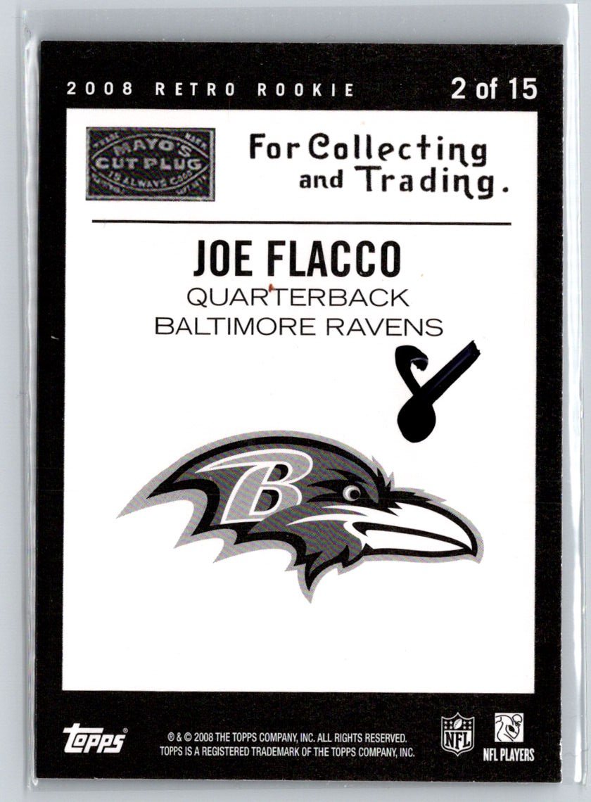 2008 Topps #2 Joe Flacco Mayo's Cut Plug Retro Rookies Black & White N27