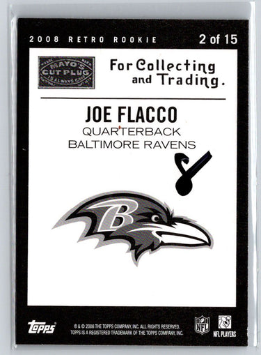 2008 Topps #2 Joe Flacco Mayo's Cut Plug Retro Rookies Black & White N27
