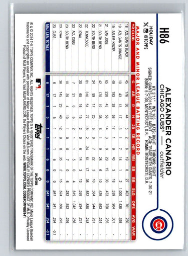 2024 Topps Holiday #H86 Alexander Canario Holiday Tree N28