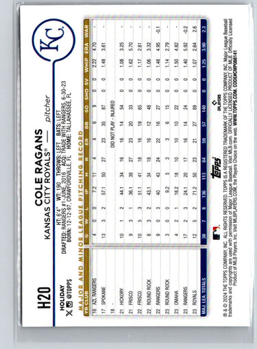 2024 Topps Holiday #H20 Cole Ragans Holiday Tree N29