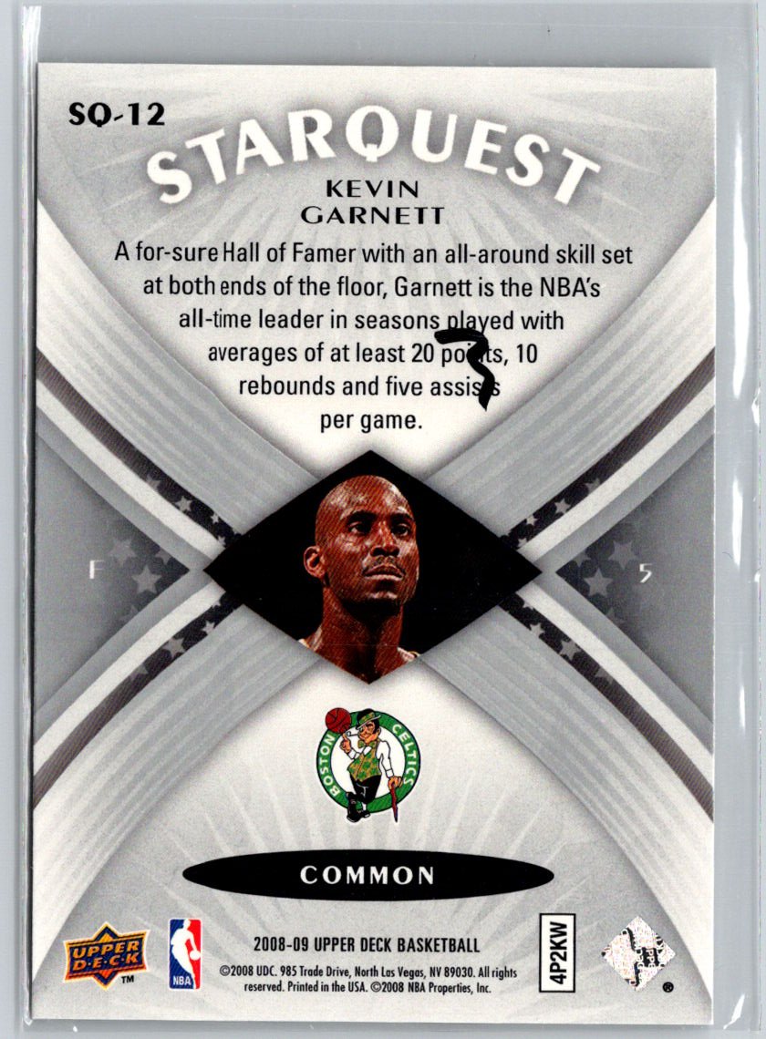 2008-09 Upper Deck #SQ-12 Kevin Garnett StarQuest Common N30
