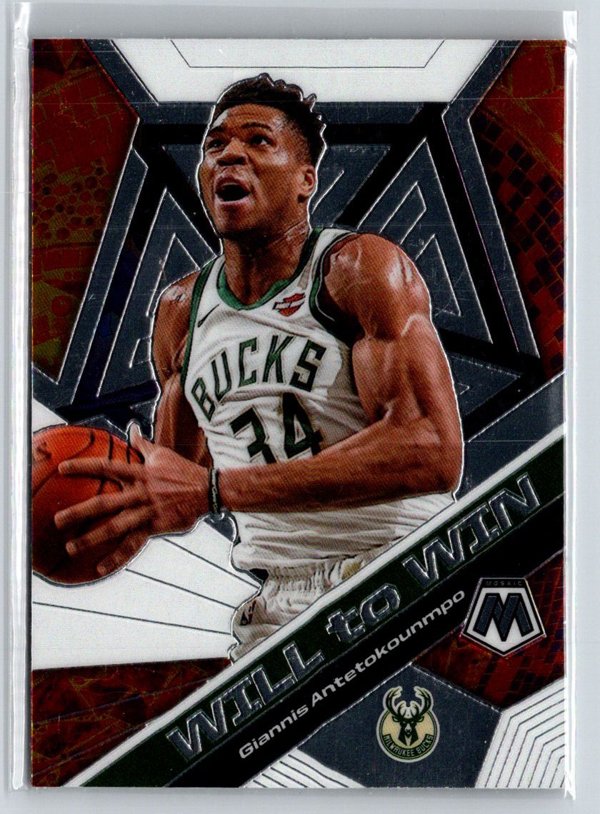 2019-20 Panini Mosaic #12 Giannis Antetokounmpo Will to Win N31
