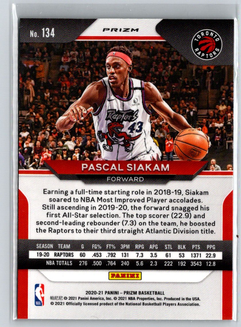 2020-21 Panini Prizm #134 Pascal Siakam Green Prizms N33
