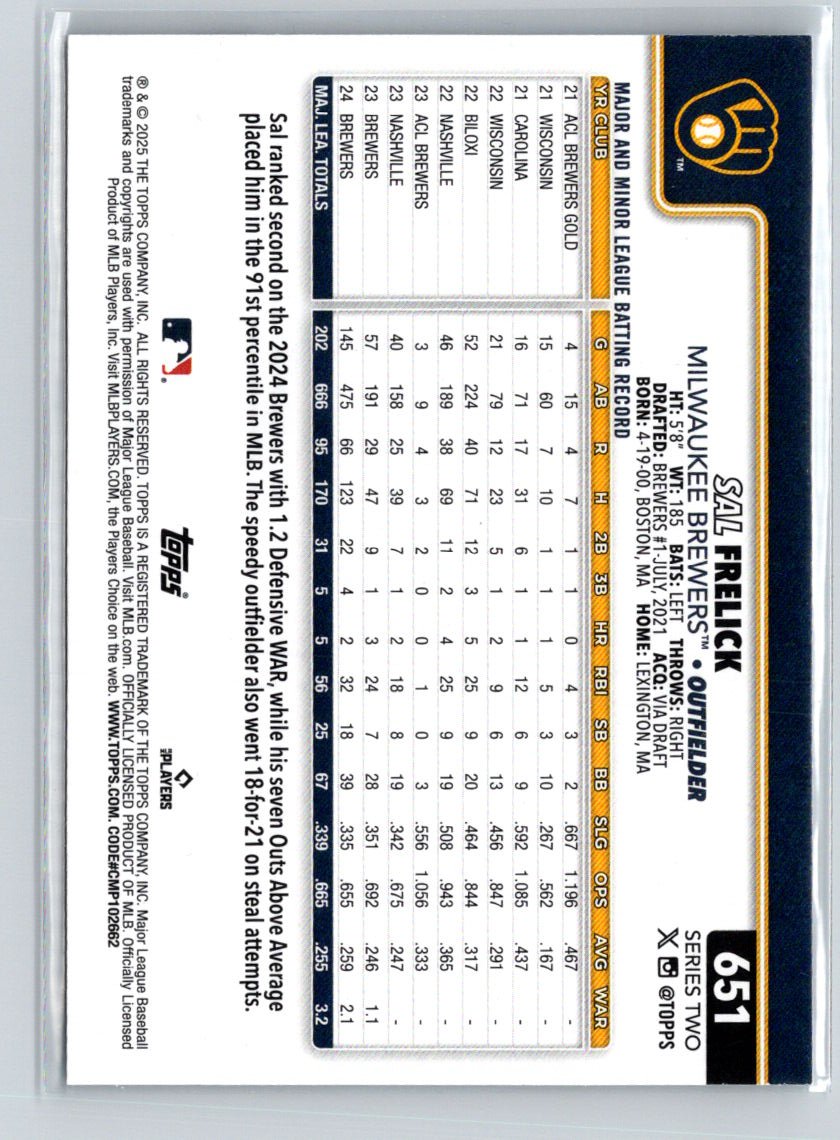 2025 Topps #651 Sal Frelick N33