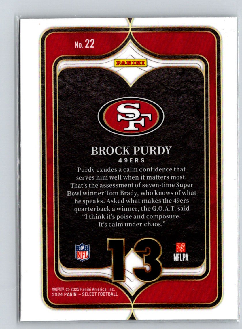 2024 Panini Select #22 Brock Purdy Select Numbers N34