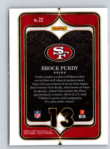 2024 Panini Select #22 Brock Purdy Select Numbers N34