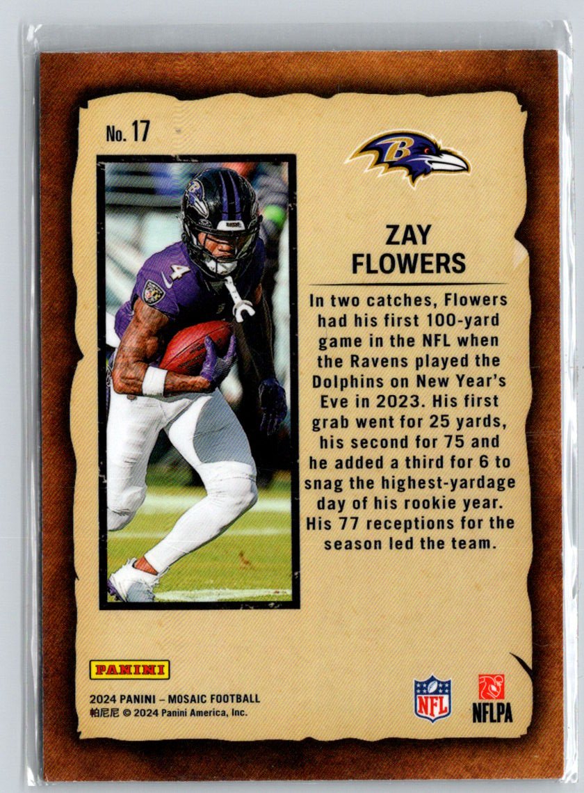 2024 Panini Mosaic #17 Zay Flowers Notoriety N36