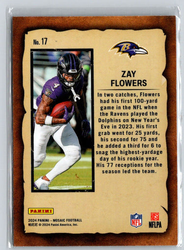 2024 Panini Mosaic #17 Zay Flowers Notoriety N36