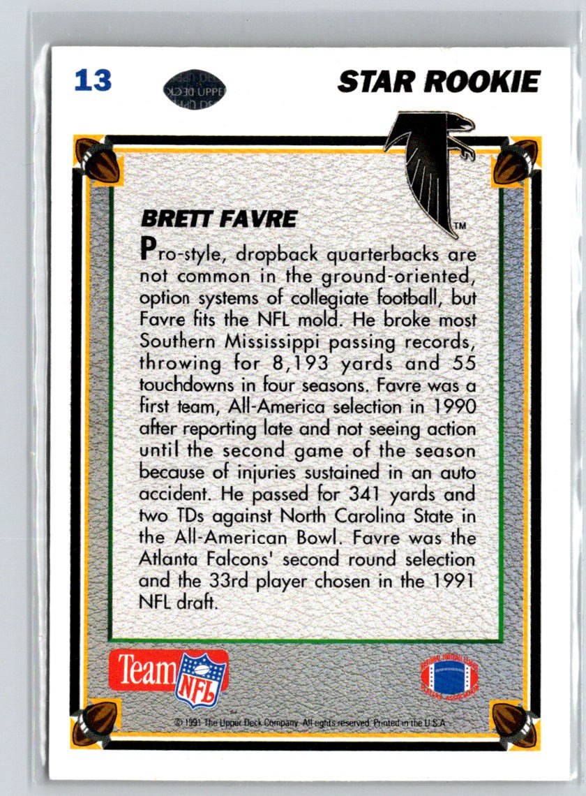 1991 Upper Deck #13c Brett Favre N36