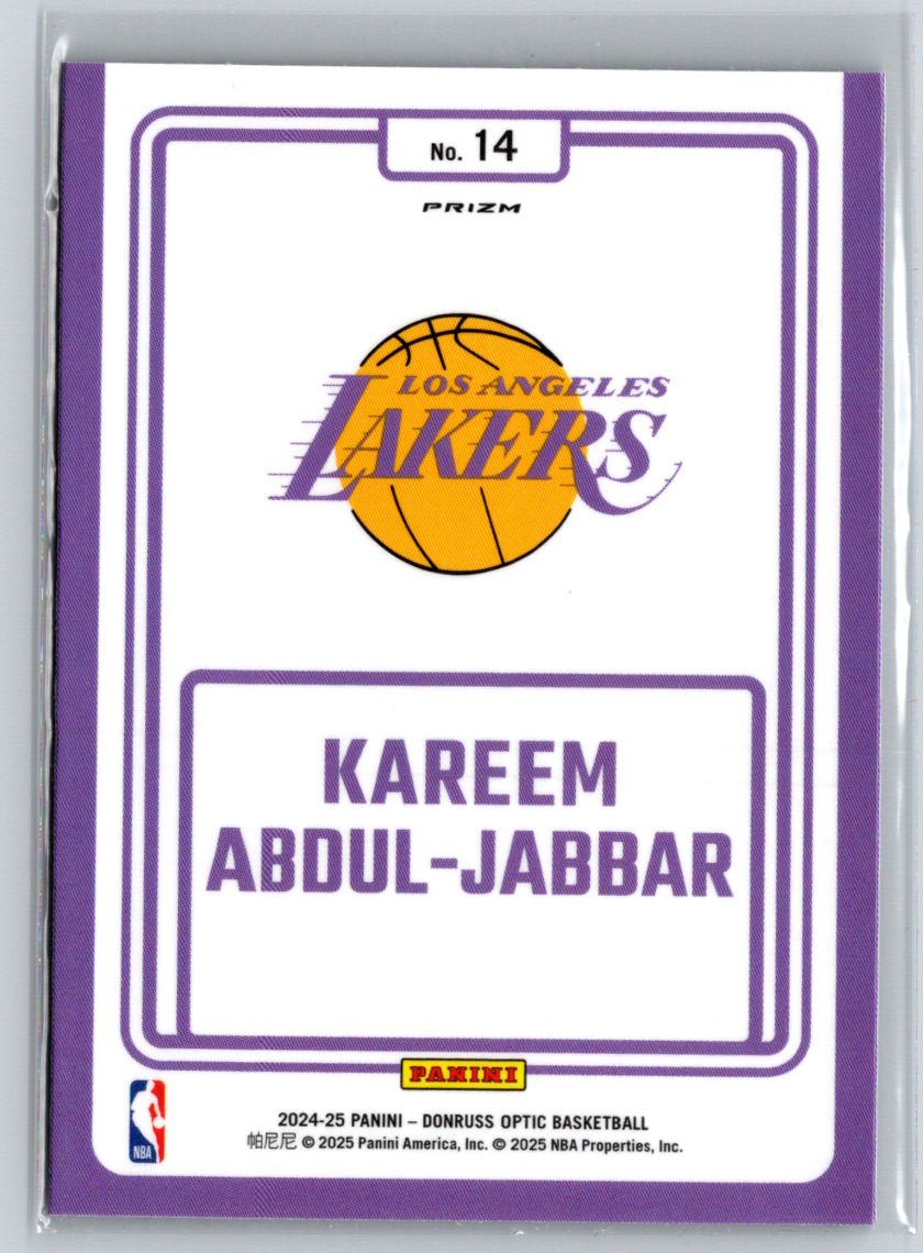 2024-25 Donruss Optic #14 Kareem Abdul-Jabbar Winner Stays Purple N37