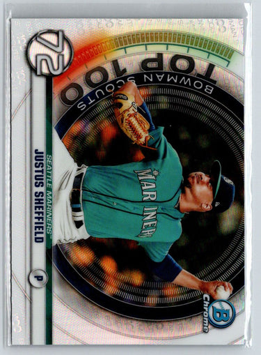2020 Bowman #BTP-72 Justus Sheffield Chrome Bowman Scouts Top 100 N37
