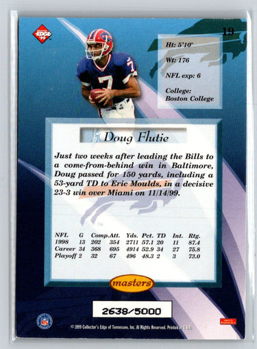 1999 Collector's Edge Masters #19 Doug Flutie #/5000 N37