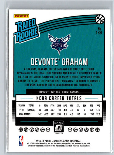 2018-19 Donruss Optic #189 Devonte' Graham N37