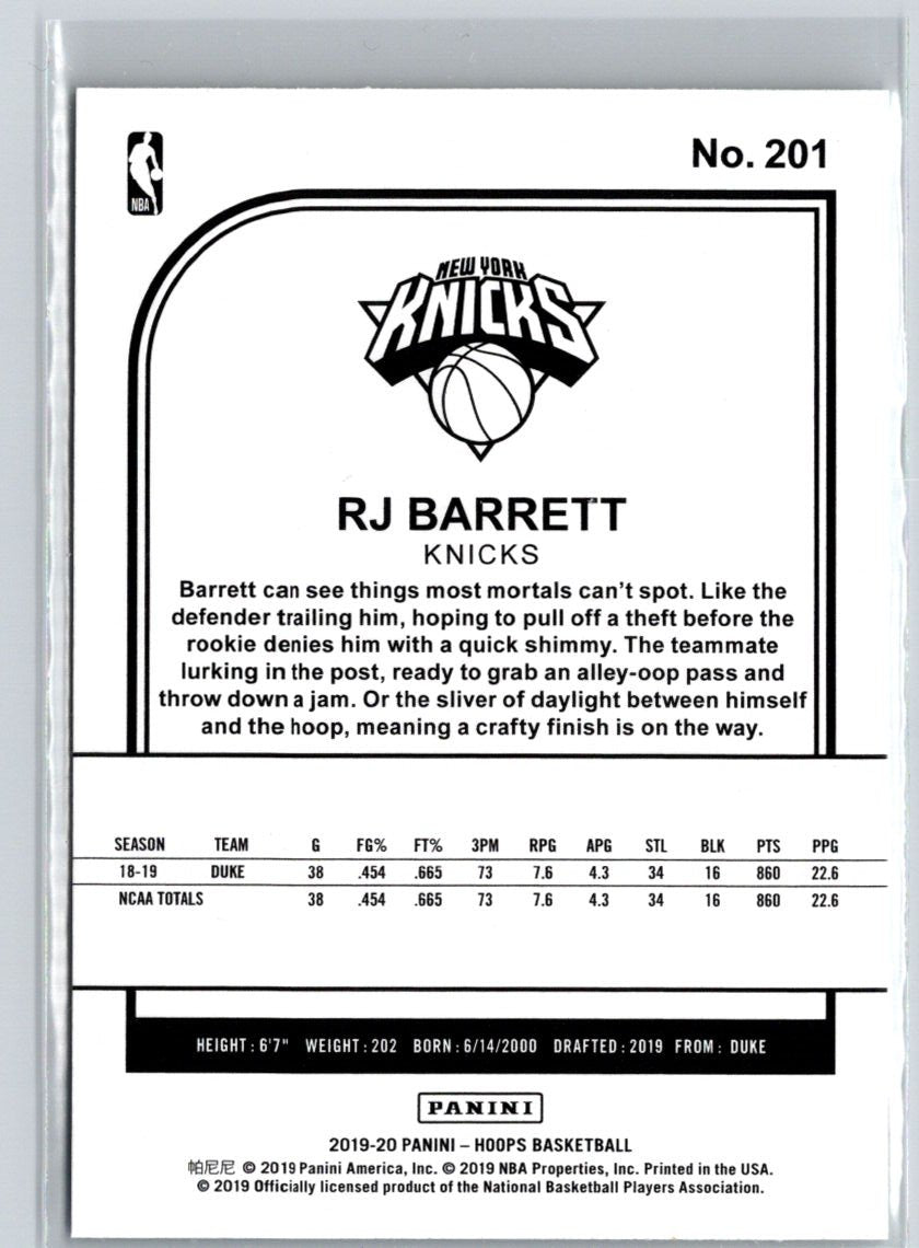 2019-20 Hoops #201 RJ Barrett N38
