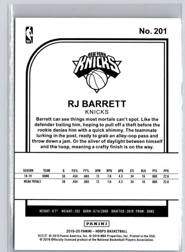 2019-20 Hoops #201 RJ Barrett N38