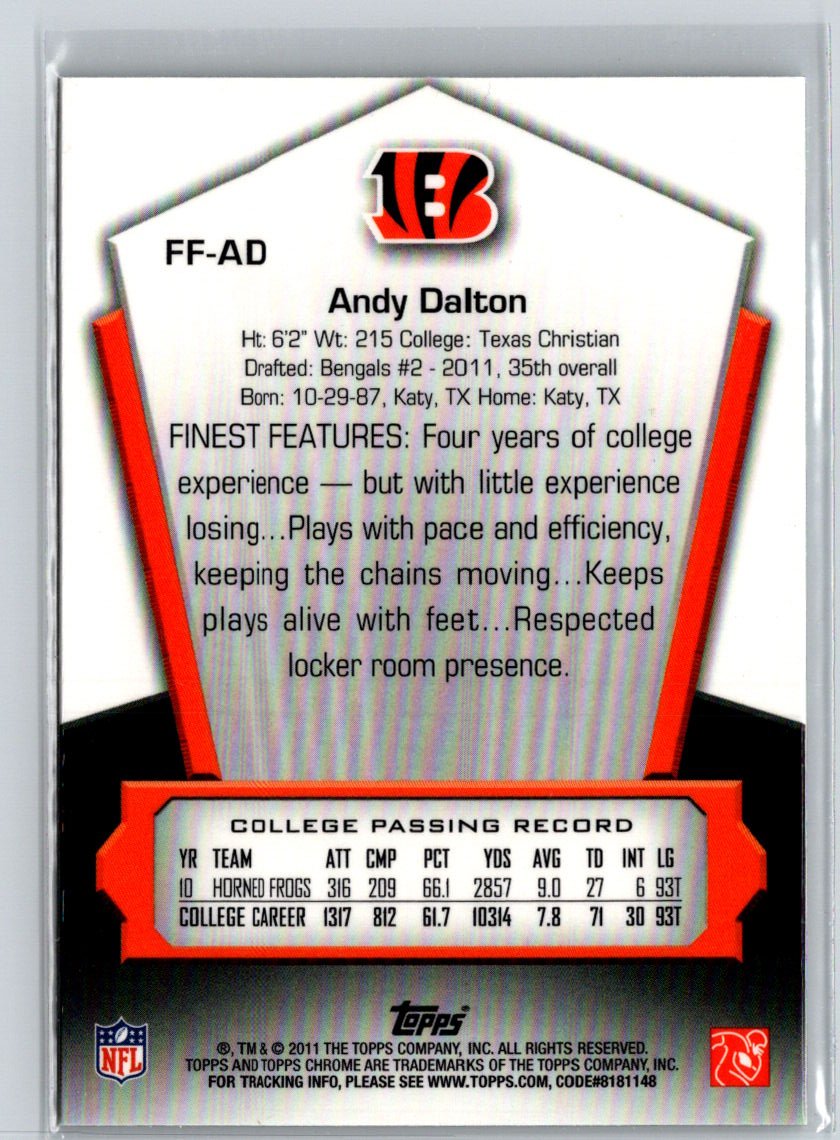 2011 Topps Chrome #FF-AD Andy Dalton Finest Freshman N38