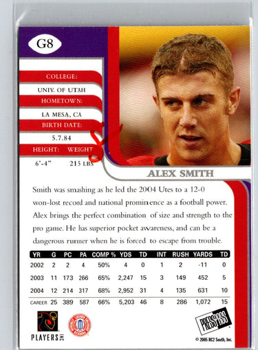 2005 Press Pass SE #G8 Alex Smith Gold N39