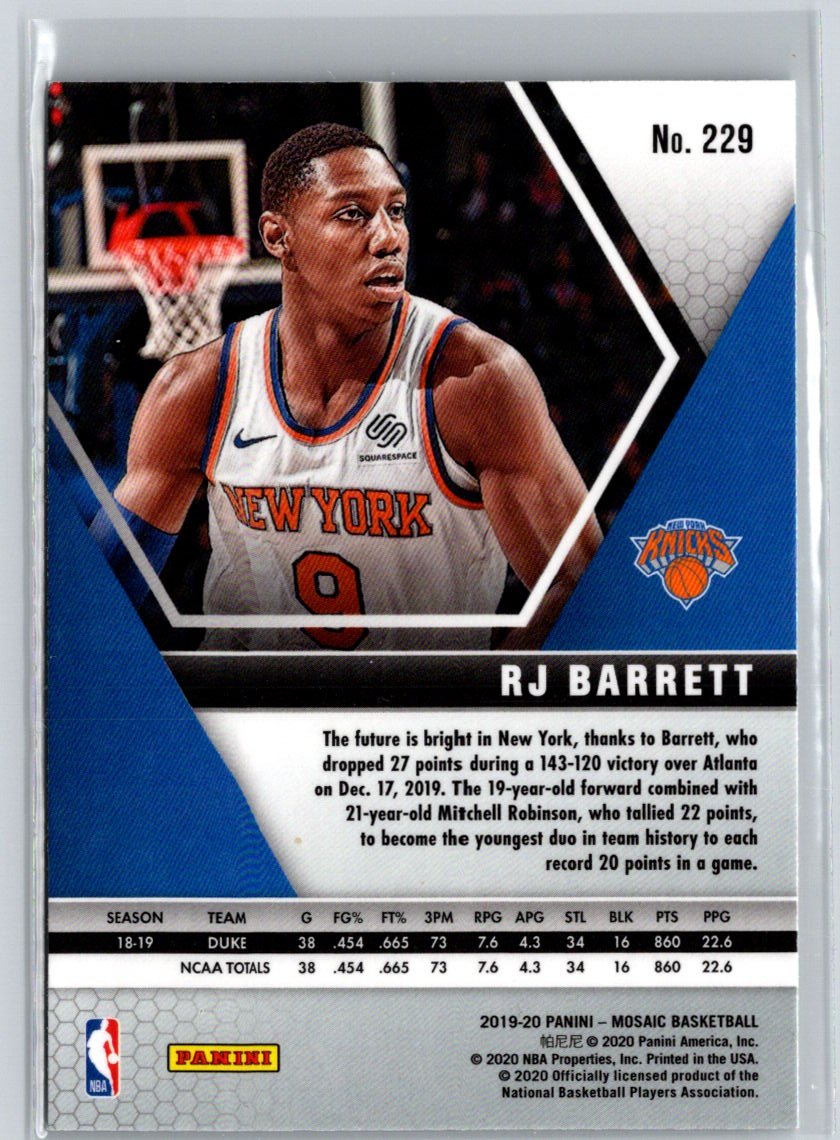 2019-20 Panini Mosaic #229 RJ Barrett N39