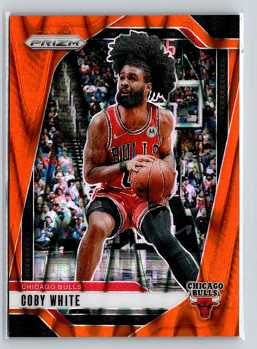 2024-25 Panini Prizm #70 Coby White Prizms Orange Seismic #/199 N40