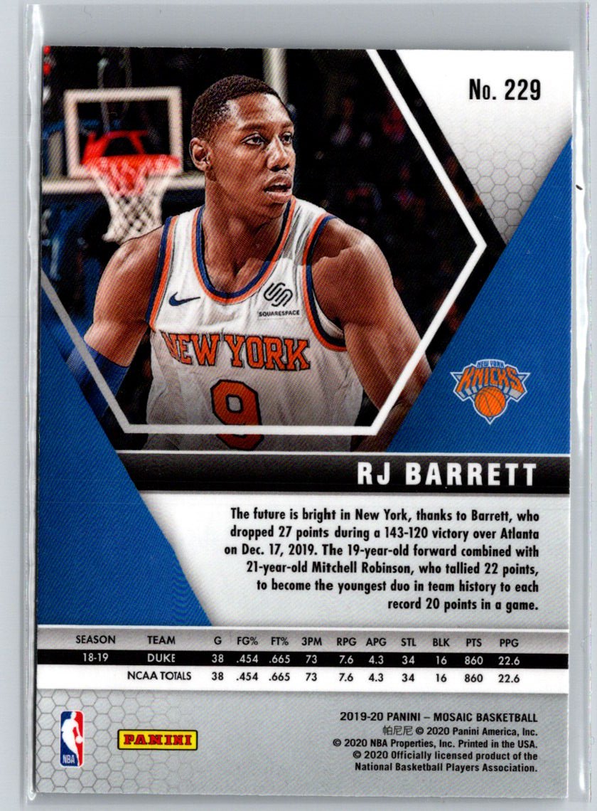 2019-20 Panini Mosaic #229 RJ Barrett N40