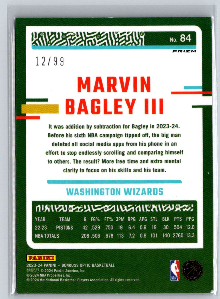 2023-24 Donruss Optic #84 Marvin Bagley III Fast Break Purple #/99 N41