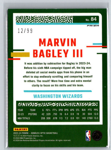2023-24 Donruss Optic #84 Marvin Bagley III Fast Break Purple #/99 N41