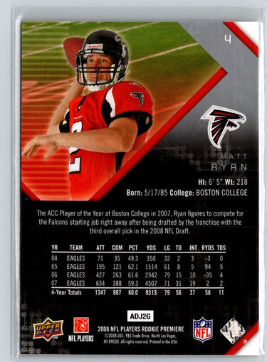 2008 Upper Deck Rookie Premiere Box Set #4 Matt Ryan N41