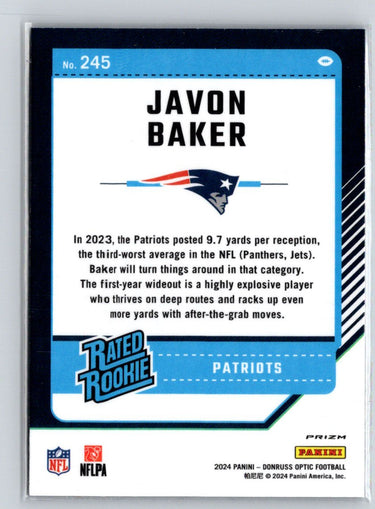 2024 Donruss Optic #245 Javon Baker Purple Shock N42