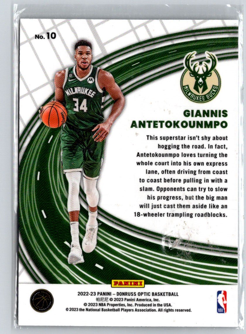 2022-23 Donruss Optic #10 Giannis Antetokounmpo Express Lane N43