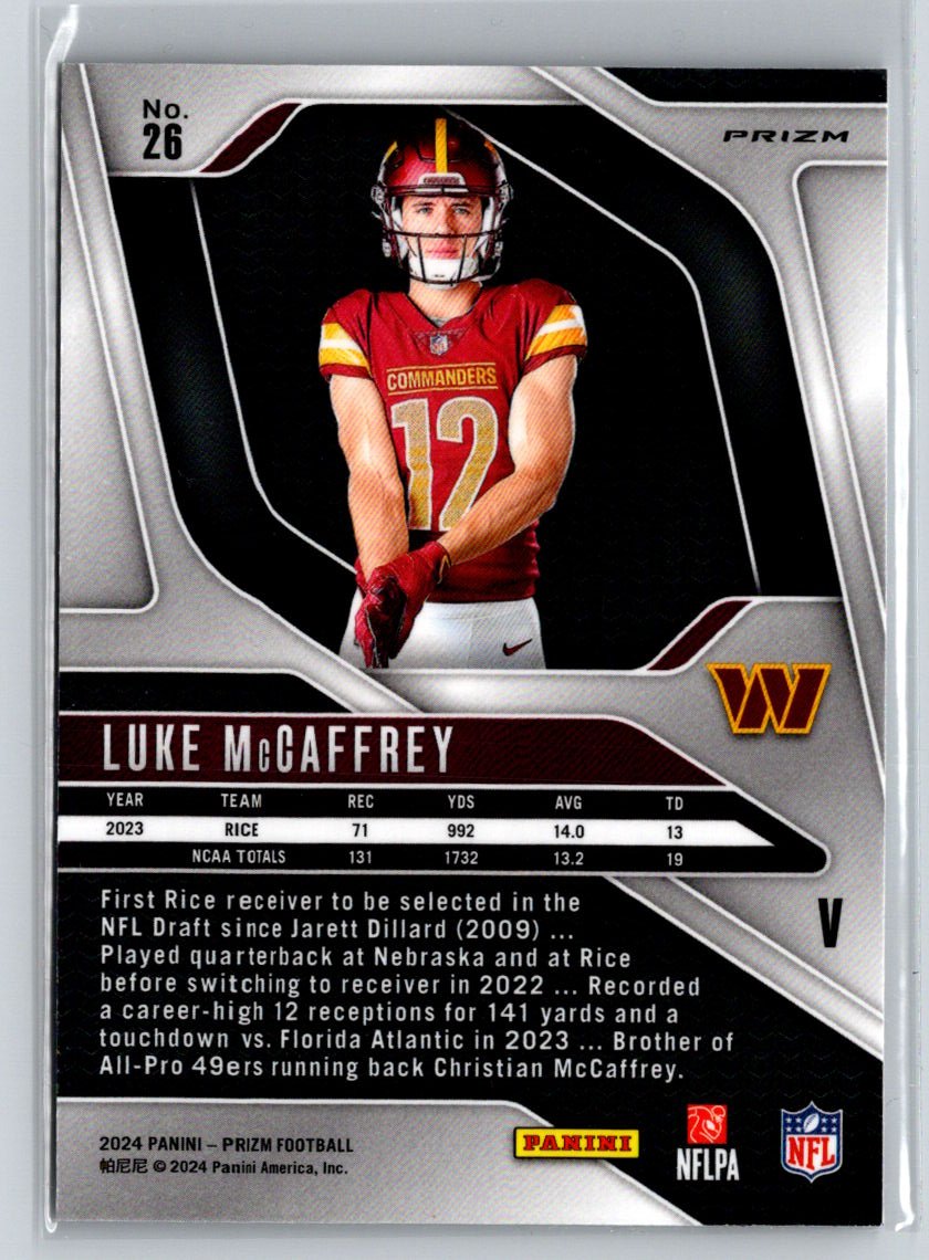 2024 Panini Prizm #26 Luke McCaffrey Rookie Variations Silver Prizm N43