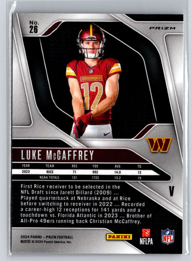 2024 Panini Prizm #26 Luke McCaffrey Rookie Variations Silver Prizm N43