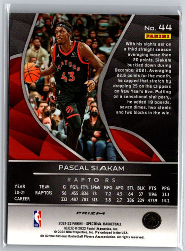 2021-22 Panini Spectra #44 Pascal Siakam Asia N44