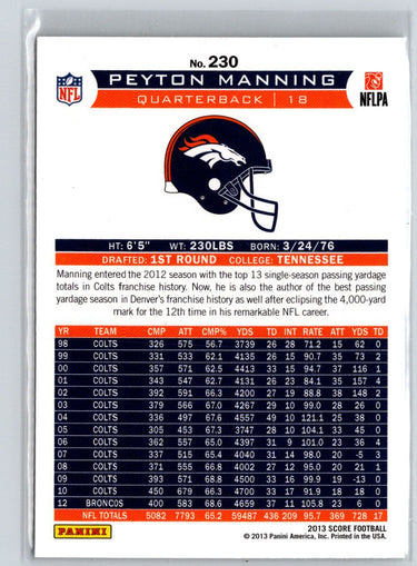 2013 Score #230 Peyton Manning Scorecard N46