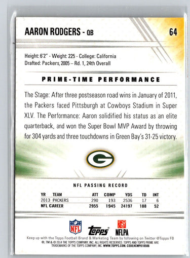 2014 Topps Prime #64 Aaron Rodgers Retail Blue N47