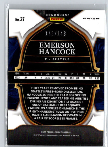2023 Panini Select #27 Emerson Hancock White Prizm #/149 N48