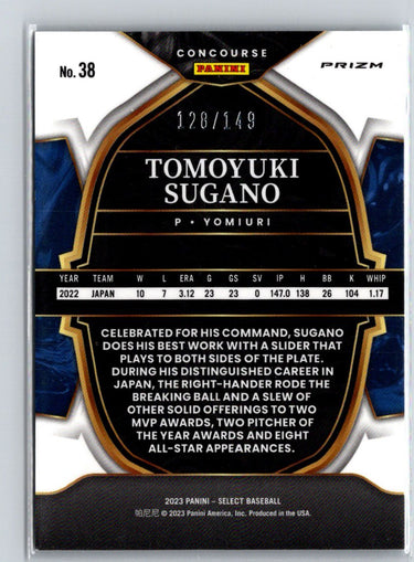 2023 Panini Select #38 Tomoyuki Sugano White Prizm #/149 N49