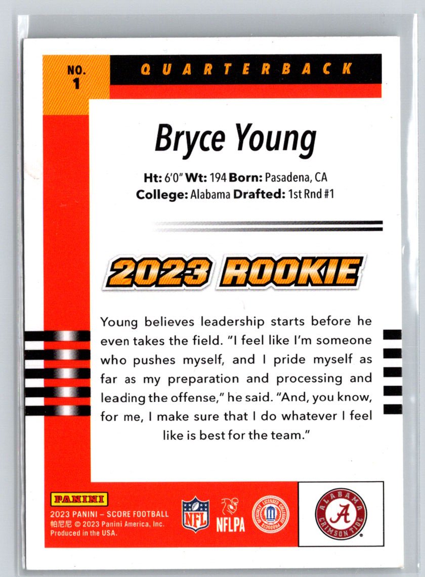 2023 Score #1 Bryce Young 2003 Throwback Rookies N50
