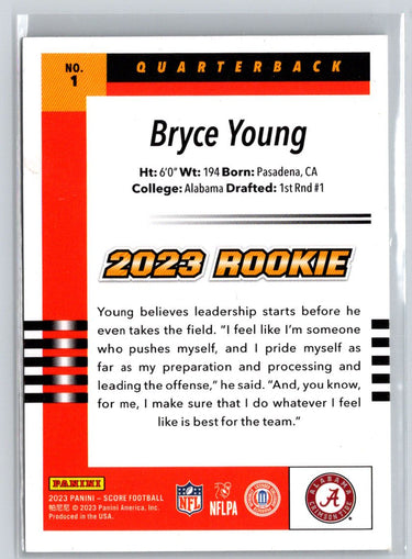 2023 Score #1 Bryce Young 2003 Throwback Rookies N50