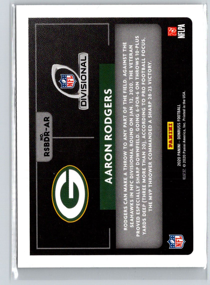 2020 Donruss #RSBDR-AR Aaron Rodgers Road to the Super Bowl Divisional Round N50