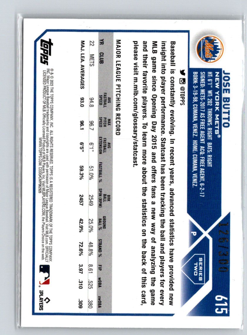 2023 Topps #615 Jose Butto N51