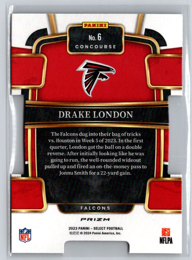 2023 Panini Select #6 Drake London Silver Prizms Die Cuts N52