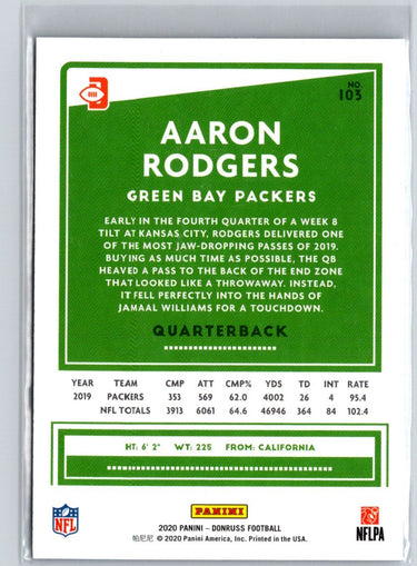 2020 Donruss #103b Aaron Rodgers Press Proof Blue Green jersey N52
