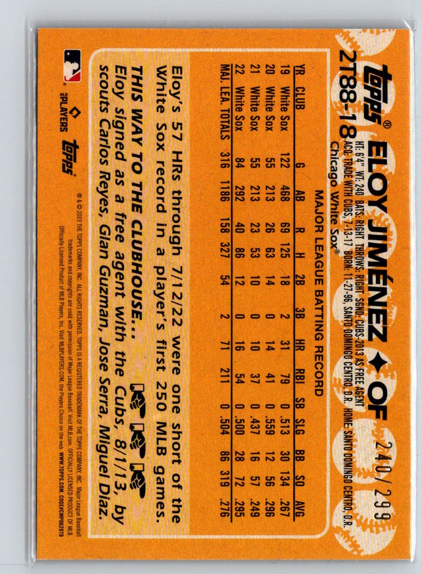 2023 Topps #2T88-18 Eloy Jiménez 1988 35th Anniversary Black #/299 N54